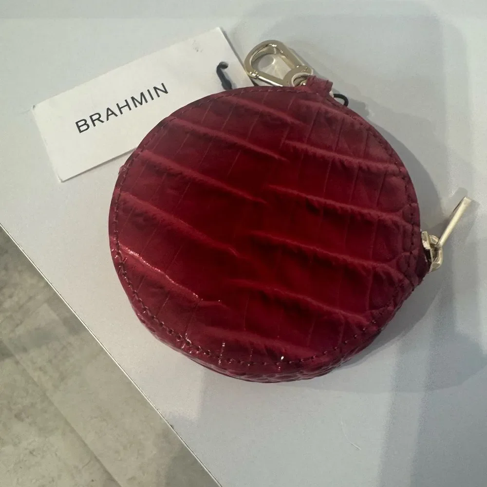 Brahmin Burgundy Crocodile Embossed Cosmetic Case